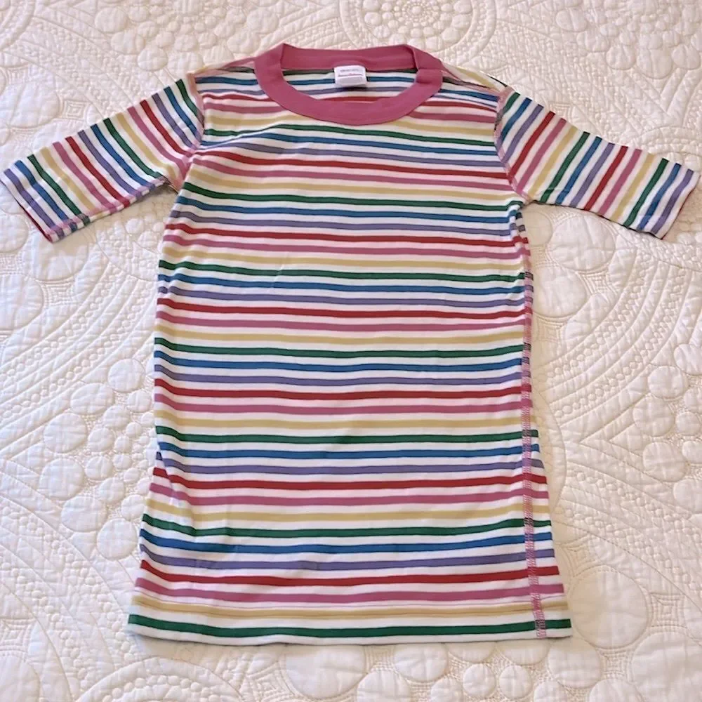 Hanna Andersson short sleeve rainbow stripe pajama set size 12